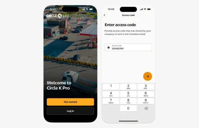 Circle K Pro app welcome screens