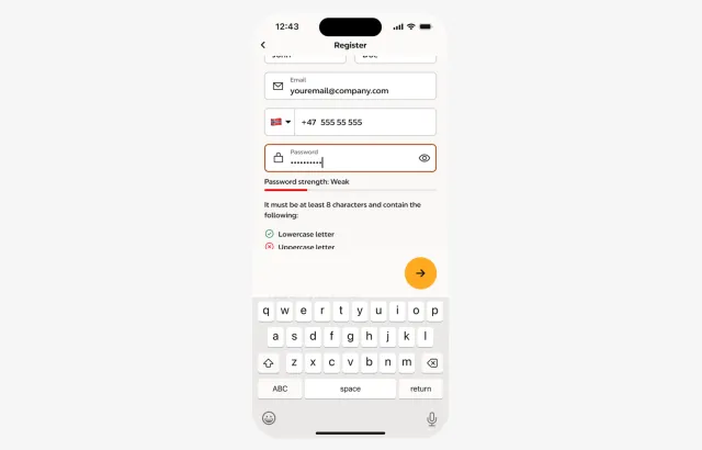 Circle K Pro app register your account screen